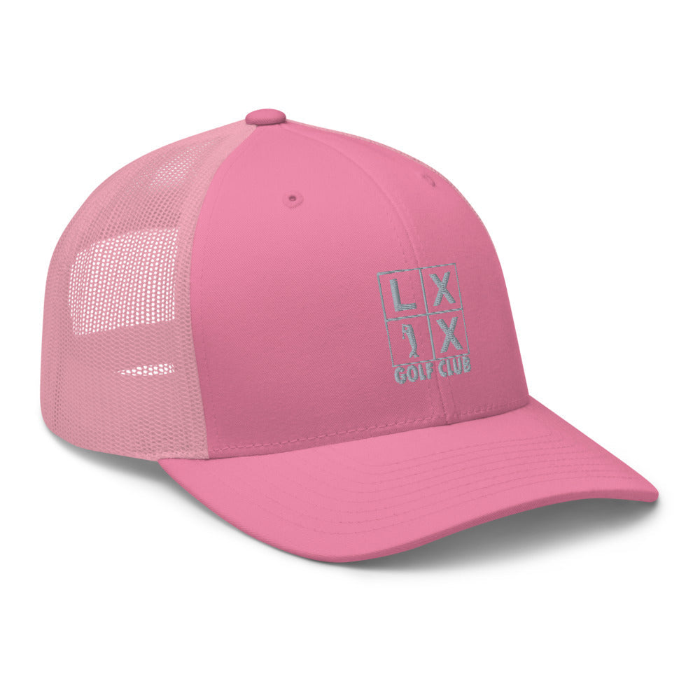 Four Box Logo Trucker Hat — Mesh-Back Snapback Cap (Gray Logo)