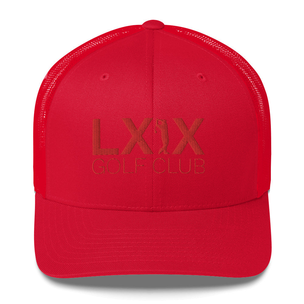 Swinger Logo Trucker Hat — Mesh-Back Snapback Cap (Red Logo)
