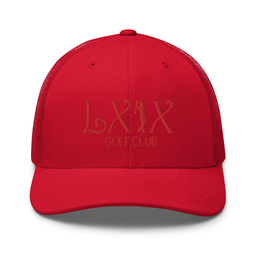 Curve Logo Trucker Hat — Mesh-Back Snapback Cap (Red Logo)