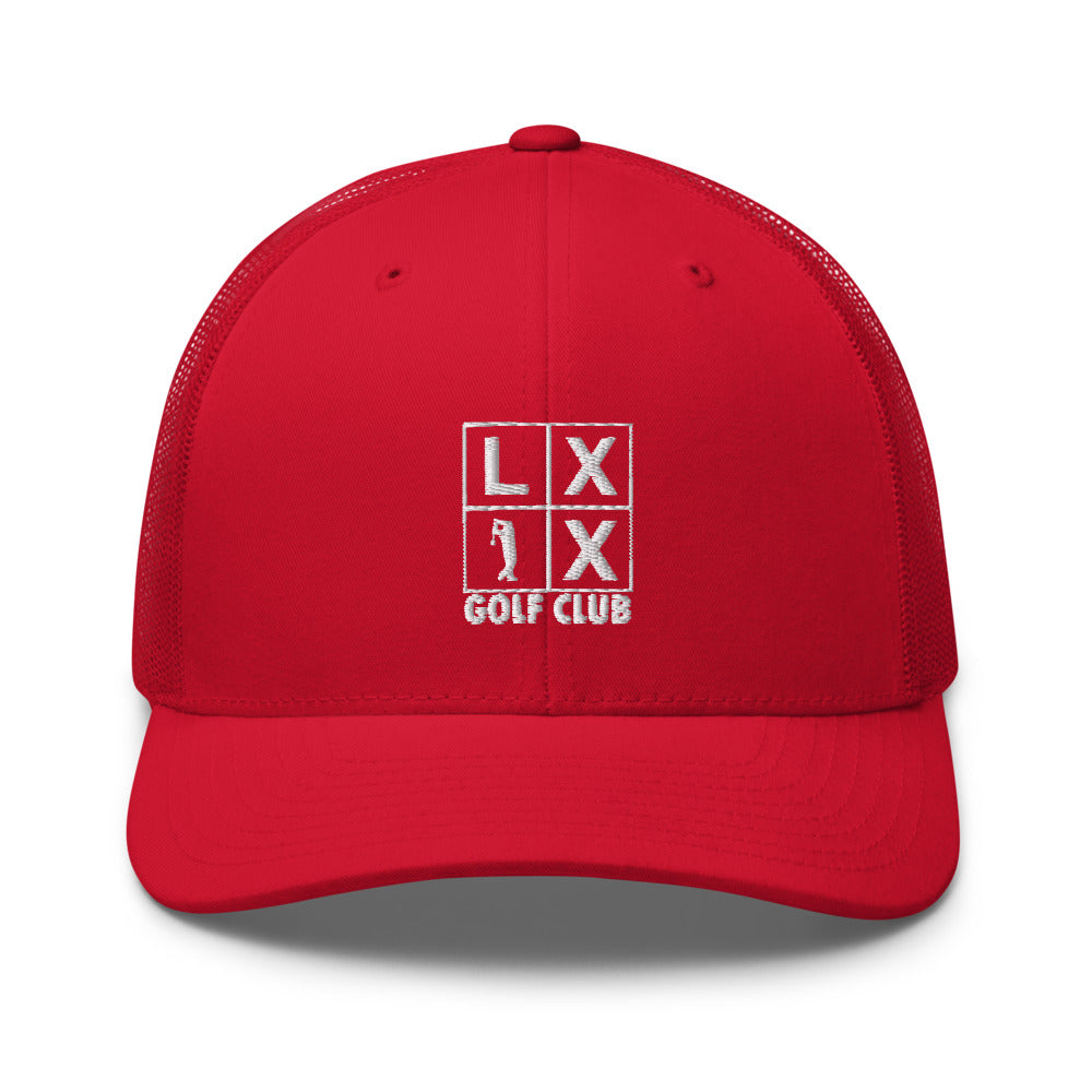 Four Box Logo Trucker Hat — Mesh-Back Snapback Cap (White Logo)