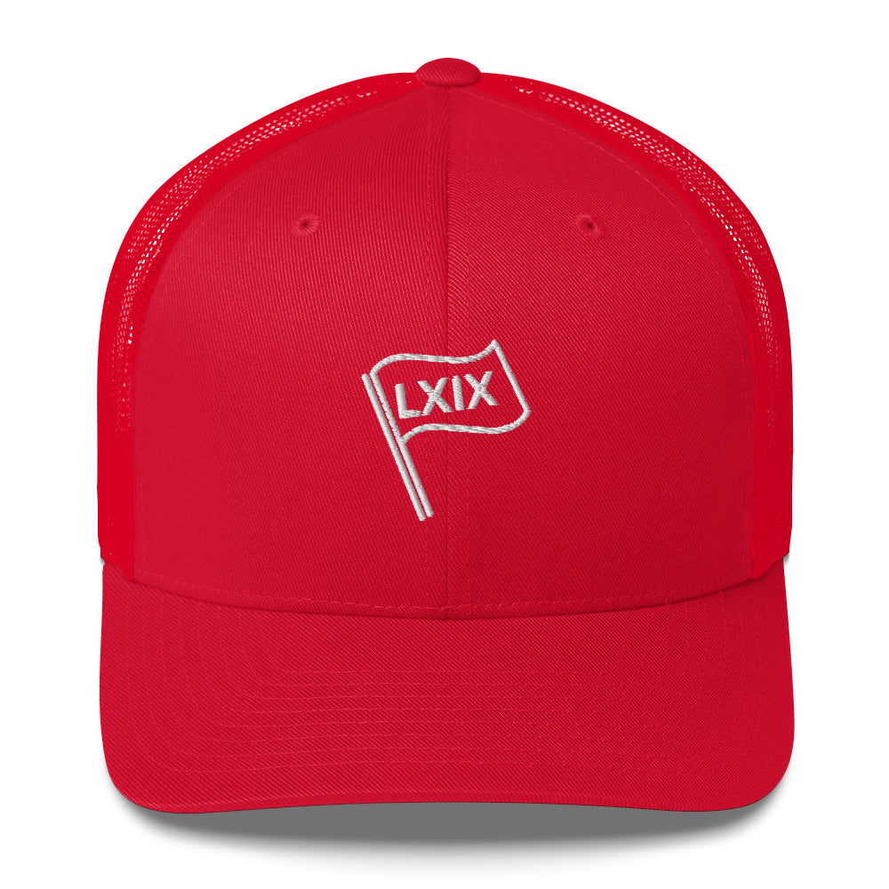 LXIX Flag Trucker Hat — Mesh-Back Snapback Cap