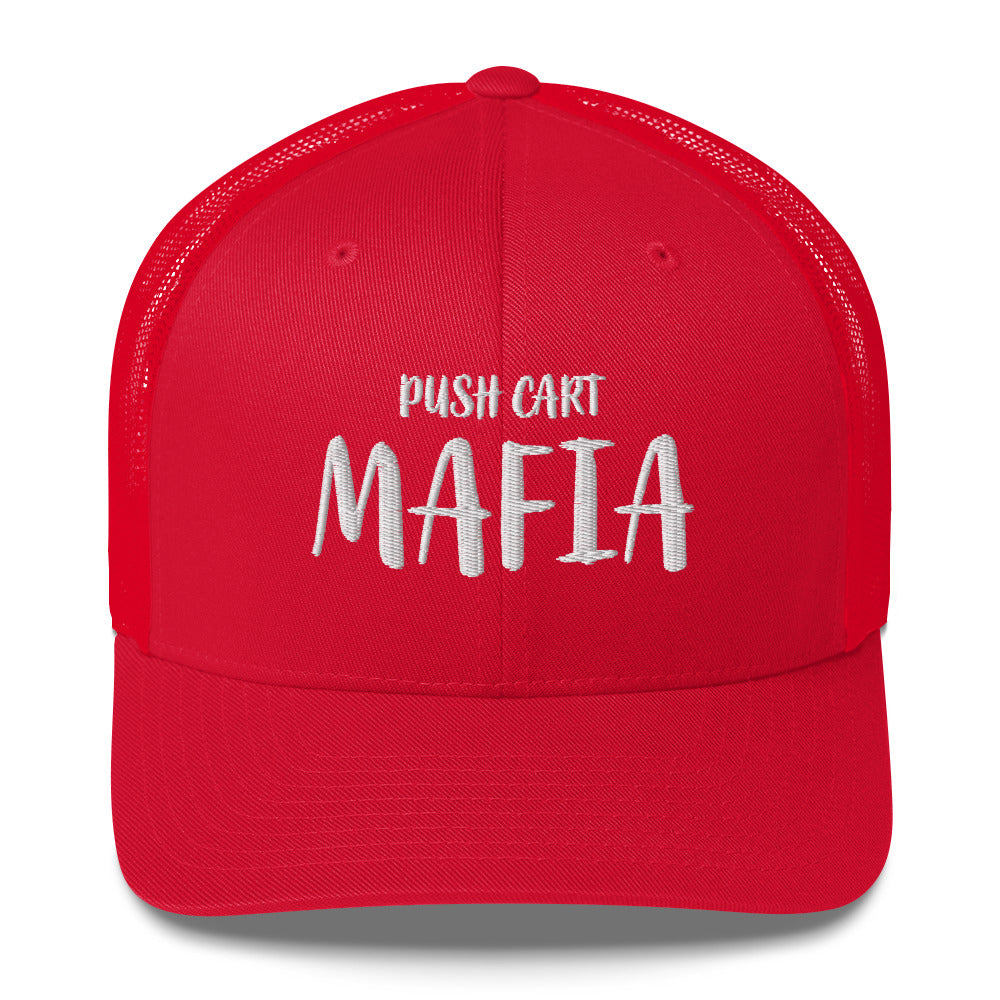 Push Cart Mafia Trucker Hat — Funny Golf Snapback Cap