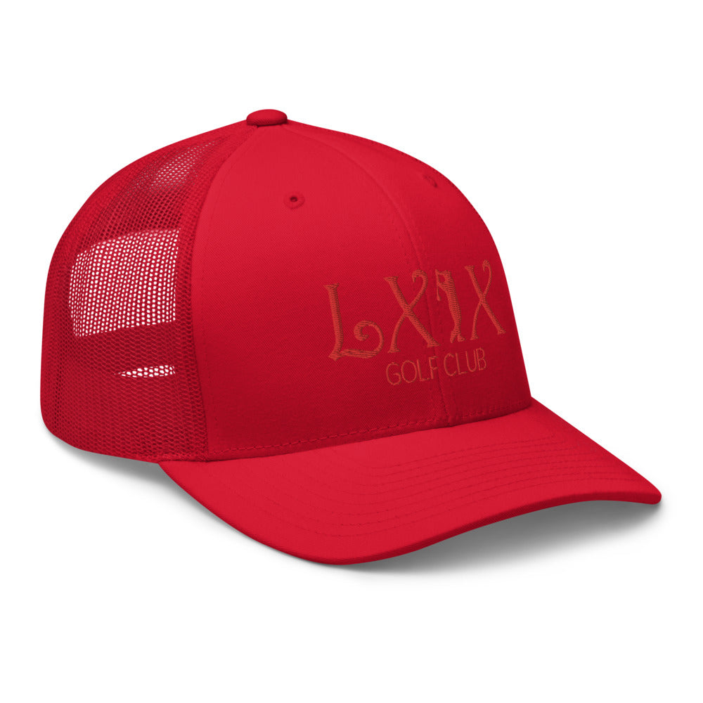 Curve Logo Trucker Hat — Mesh-Back Snapback Cap (Red Logo)