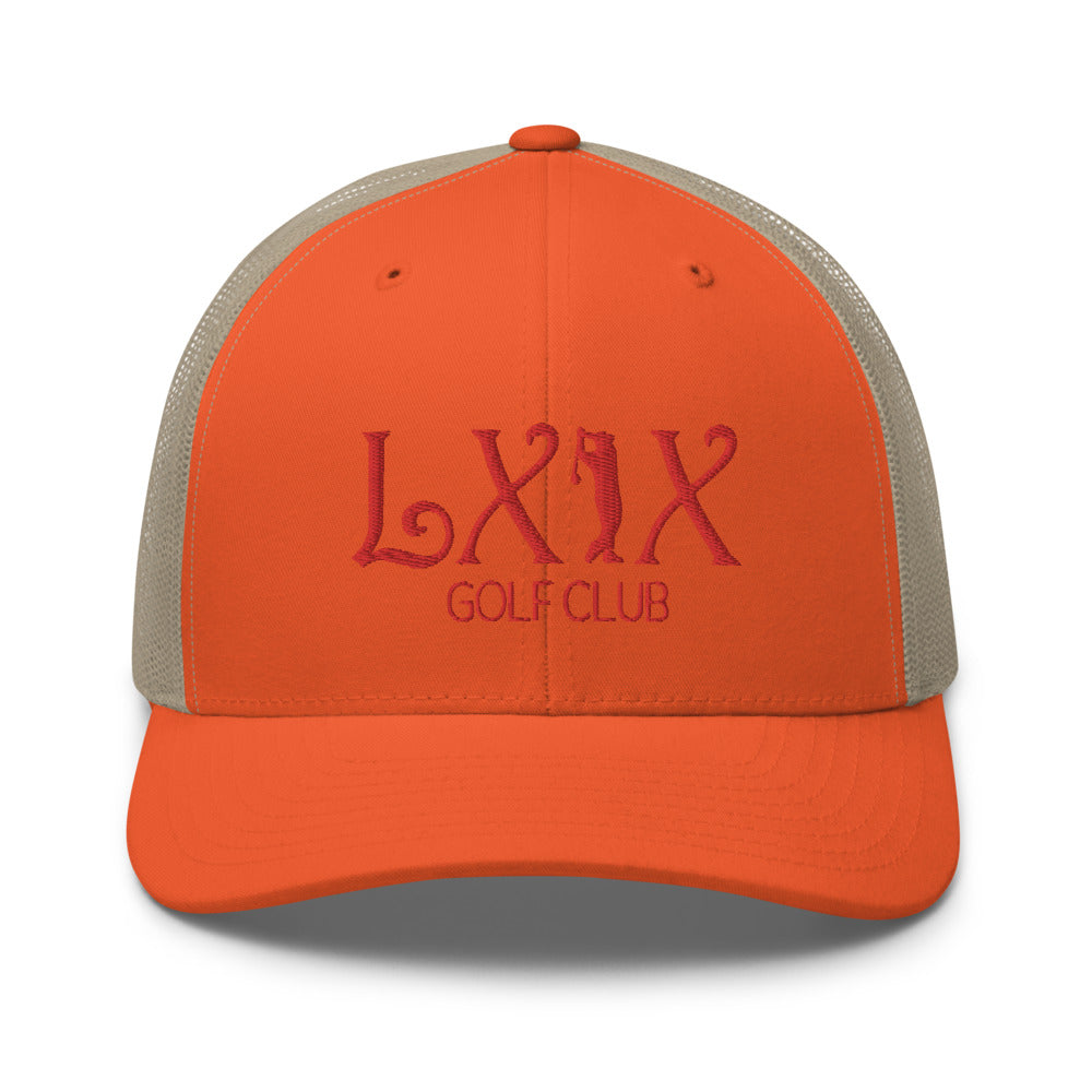 Curve Logo Trucker Hat — Mesh-Back Snapback Cap (Red Logo)