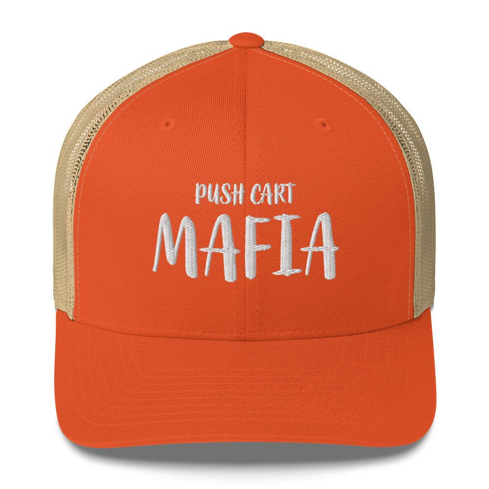 Push Cart Mafia Trucker Hat — Funny Golf Snapback Cap