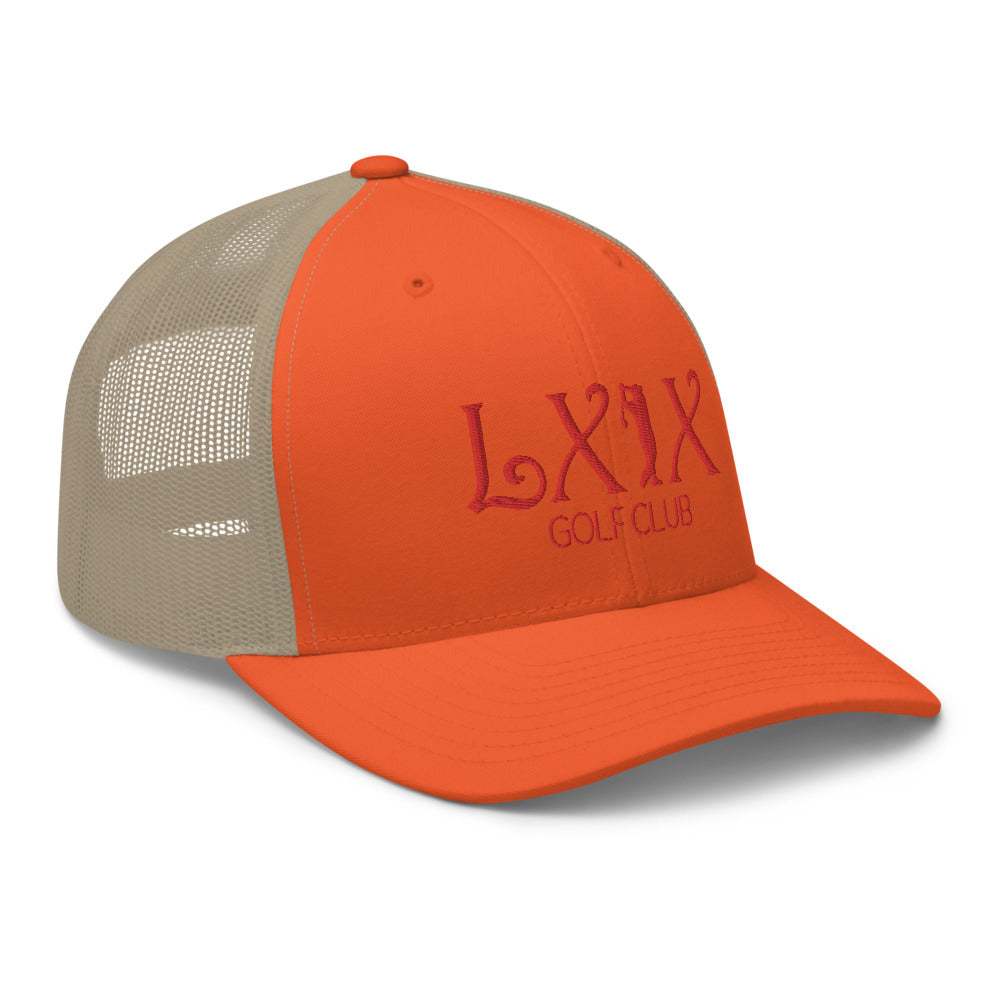 Curve Logo Trucker Hat — Mesh-Back Snapback Cap (Red Logo)