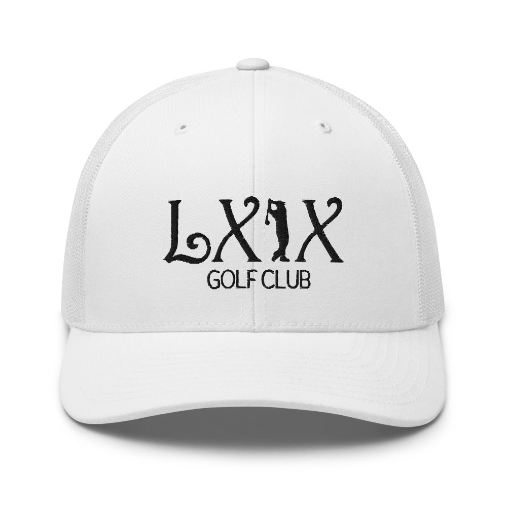 Curve Logo Trucker Hat — Mesh-Back Snapback Cap (Black Logo)
