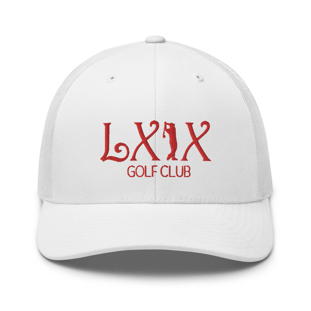 Curve Logo Trucker Hat — Mesh-Back Snapback Cap (Red Logo)