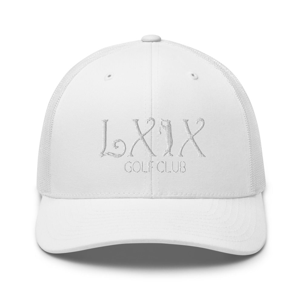 Curve Logo Trucker Hat — Mesh-Back Snapback Cap (White Logo)