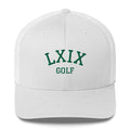 LXIX Collegiate Arch Trucker Hat — Green Logo Snapback