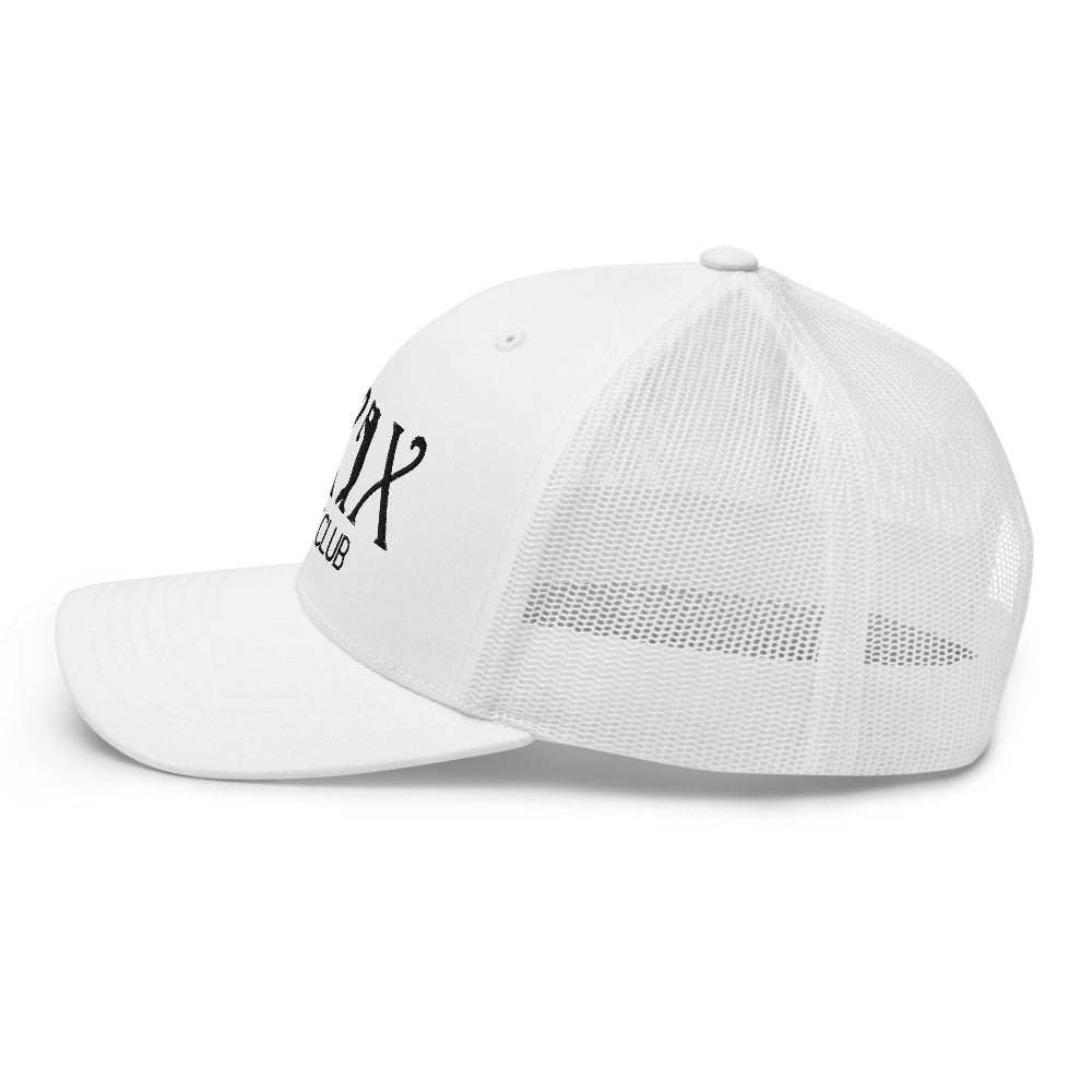 Curve Logo Trucker Hat — Mesh-Back Snapback Cap (Black Logo)