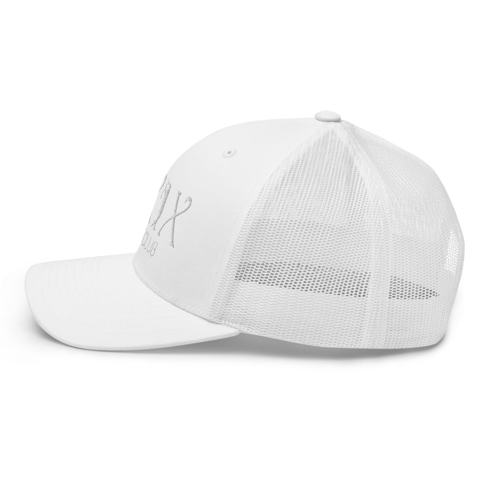 Curve Logo Trucker Hat — Mesh-Back Snapback Cap (White Logo)
