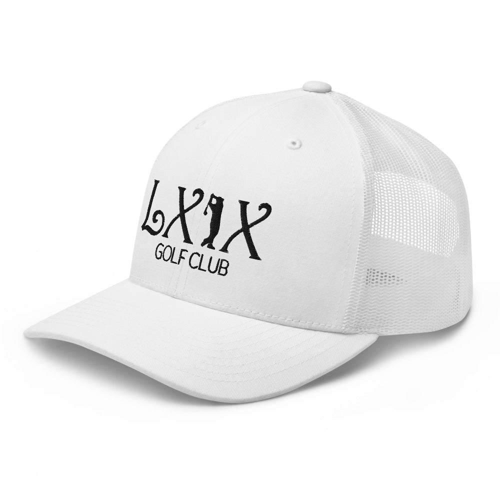 Curve Logo Trucker Hat — Mesh-Back Snapback Cap (Black Logo)