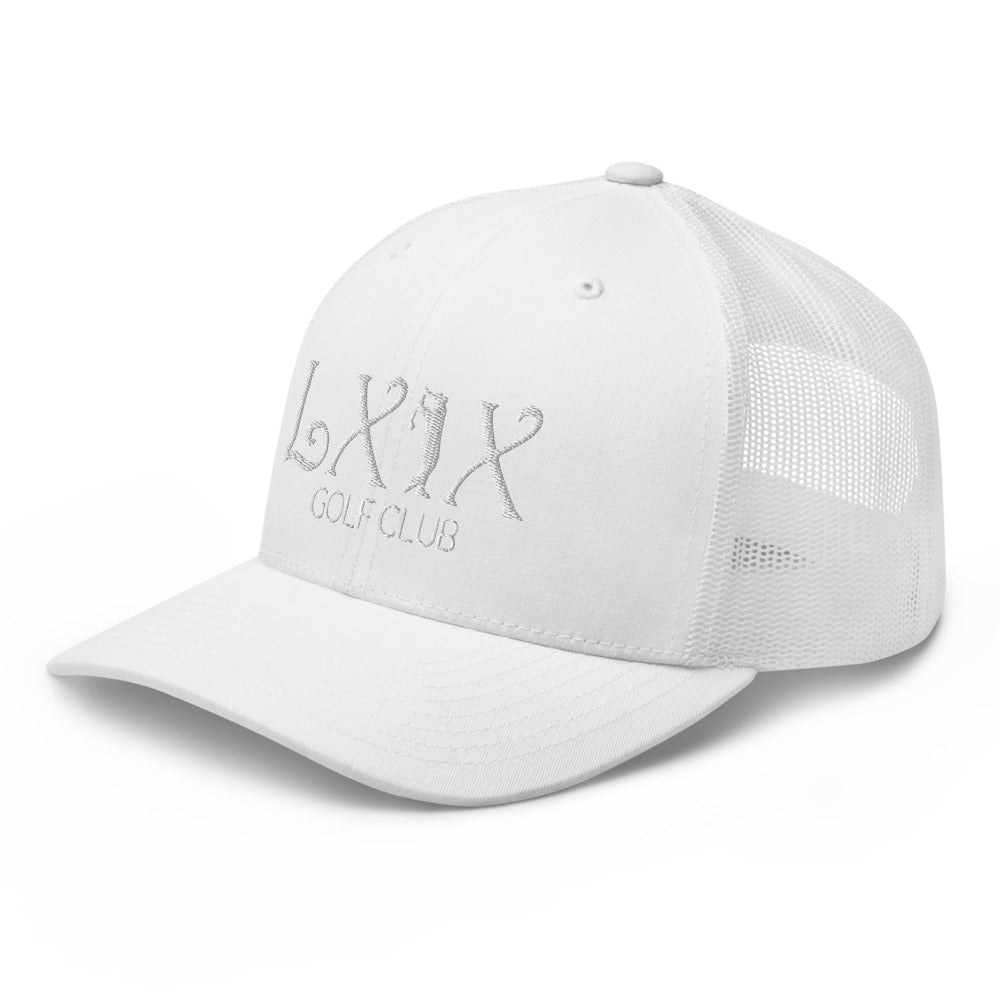 Curve Logo Trucker Hat — Mesh-Back Snapback Cap (White Logo)