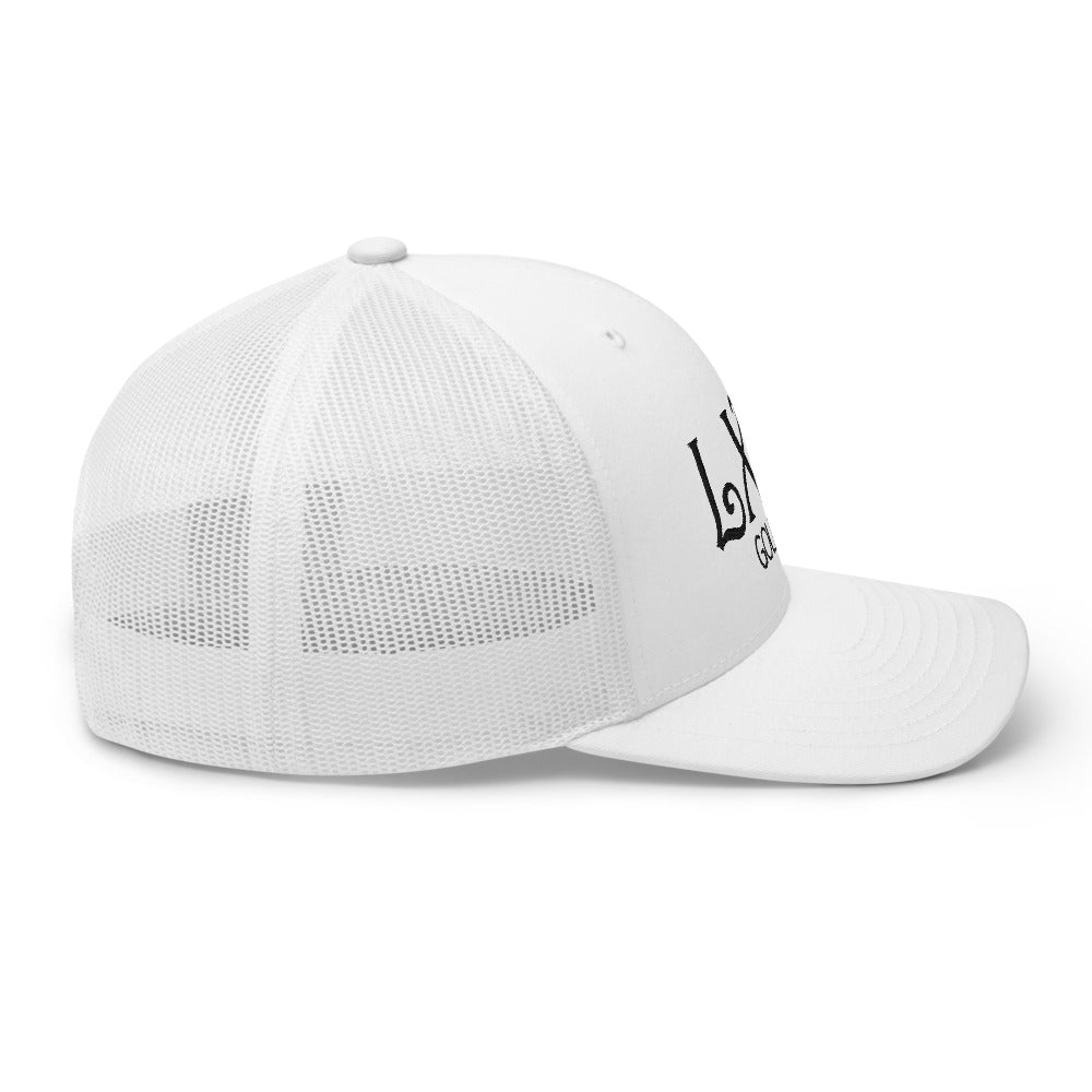 Curve Logo Trucker Hat — Mesh-Back Snapback Cap (Black Logo)