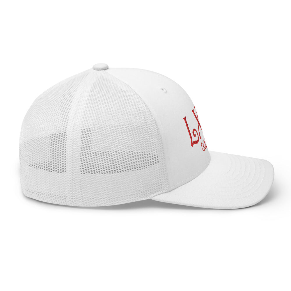 Curve Logo Trucker Hat — Mesh-Back Snapback Cap (Red Logo)