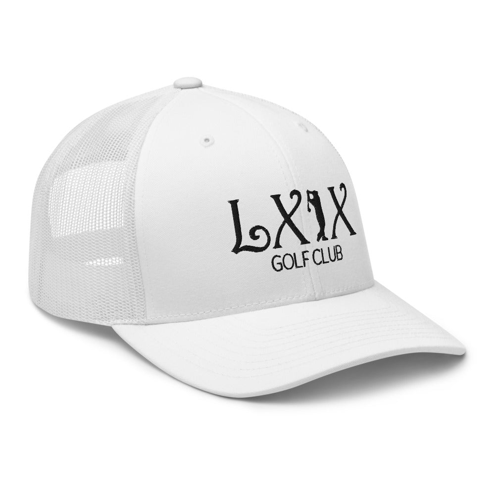 Curve Logo Trucker Hat — Mesh-Back Snapback Cap (Black Logo)