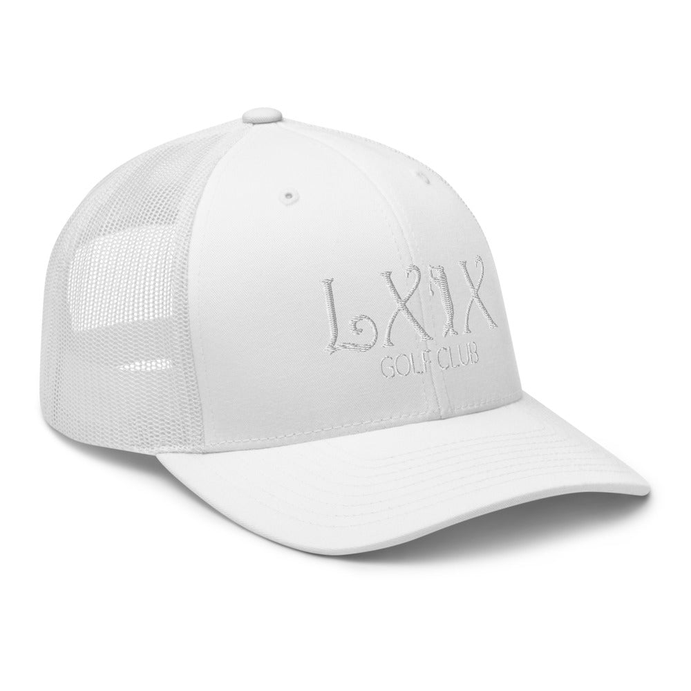 Curve Logo Trucker Hat — Mesh-Back Snapback Cap (White Logo)