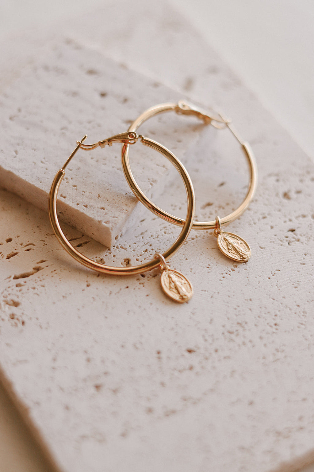 Miraculous Medal Hoop Earrings