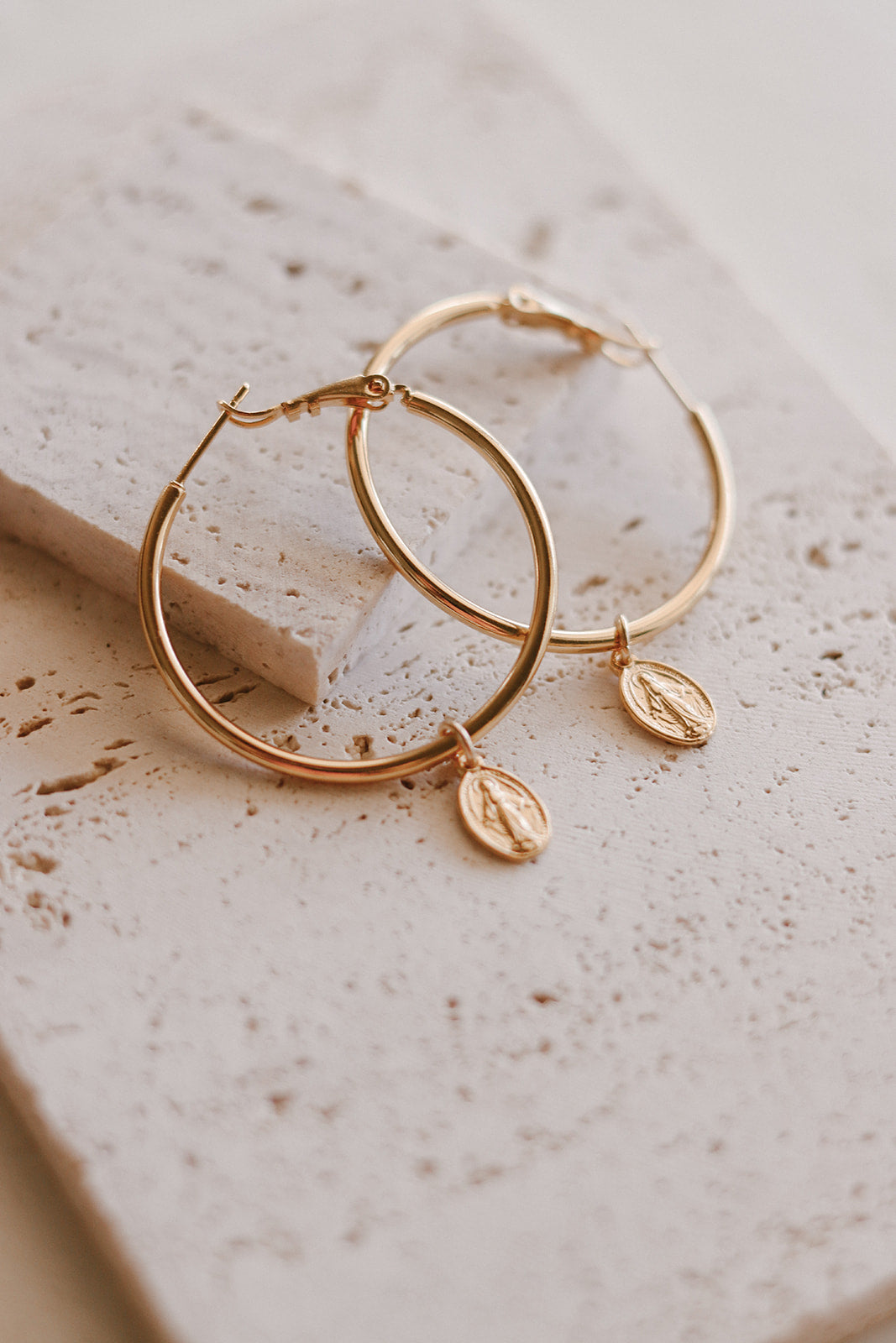 Miraculous Medal Hoop Earrings