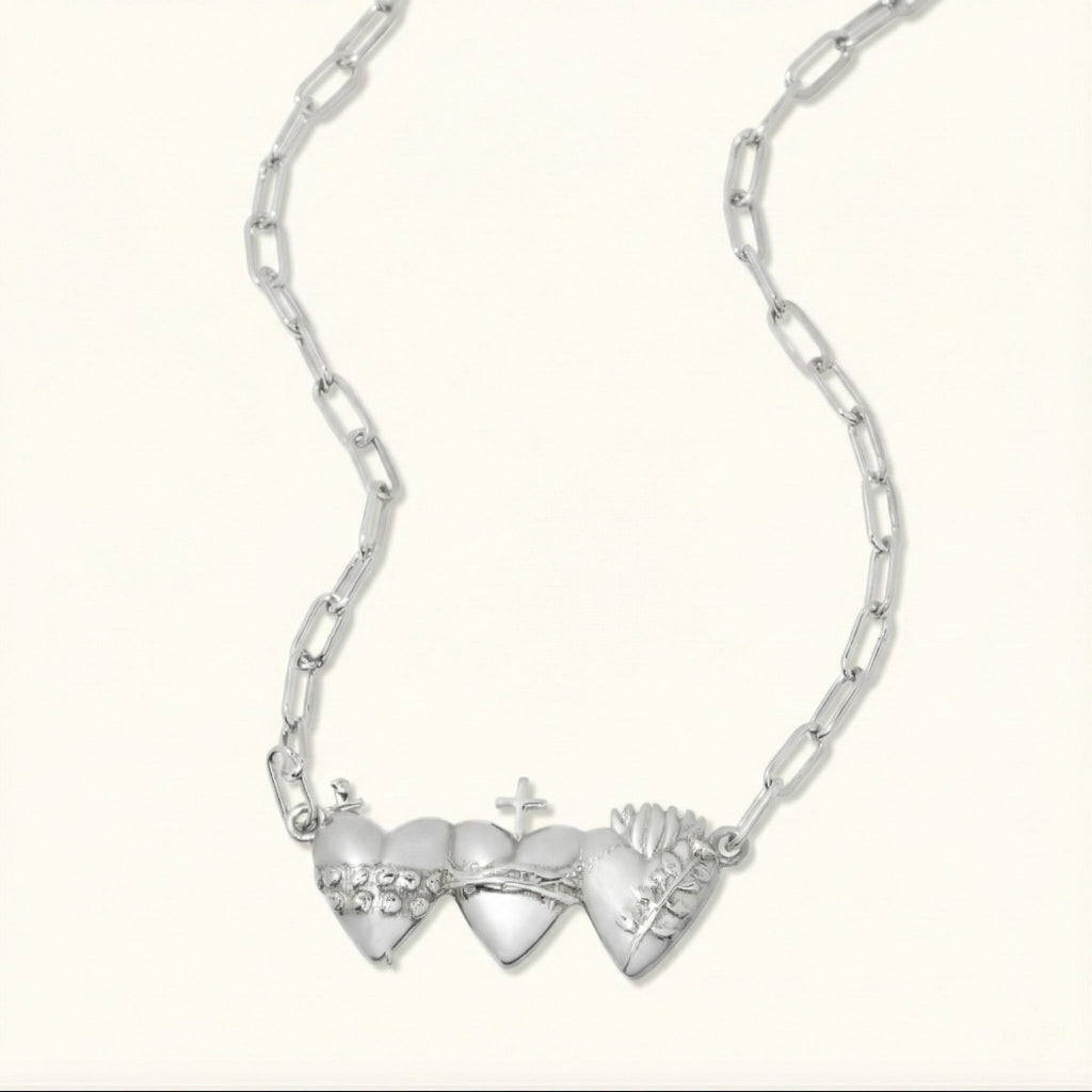 Holy Family Hearts® Paperclip Necklace in Sterling silver