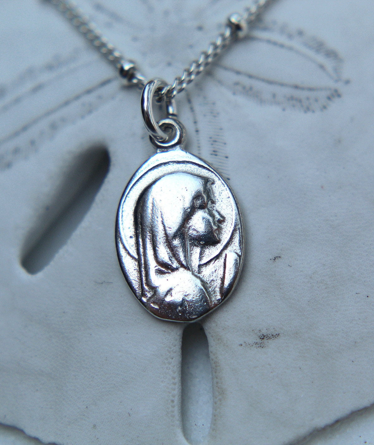 Mary Oval Sterling Silver Necklace