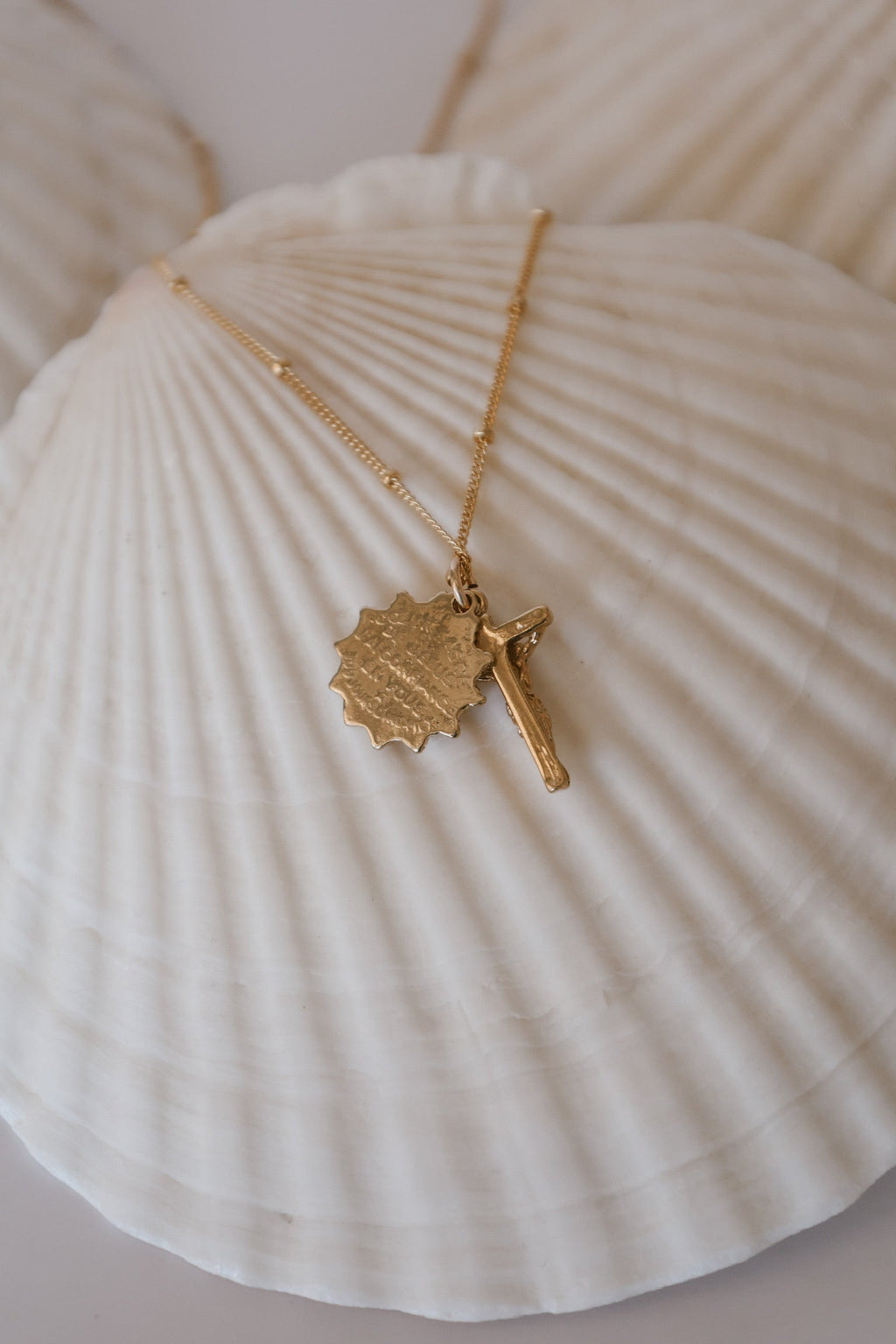 Sacred Heart and Crucifix in Gold Vermeil