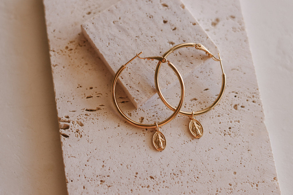 Miraculous Medal Hoop Earrings