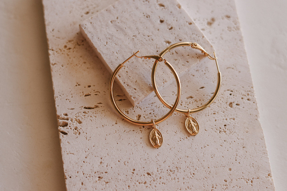 Miraculous Medal Hoop Earrings