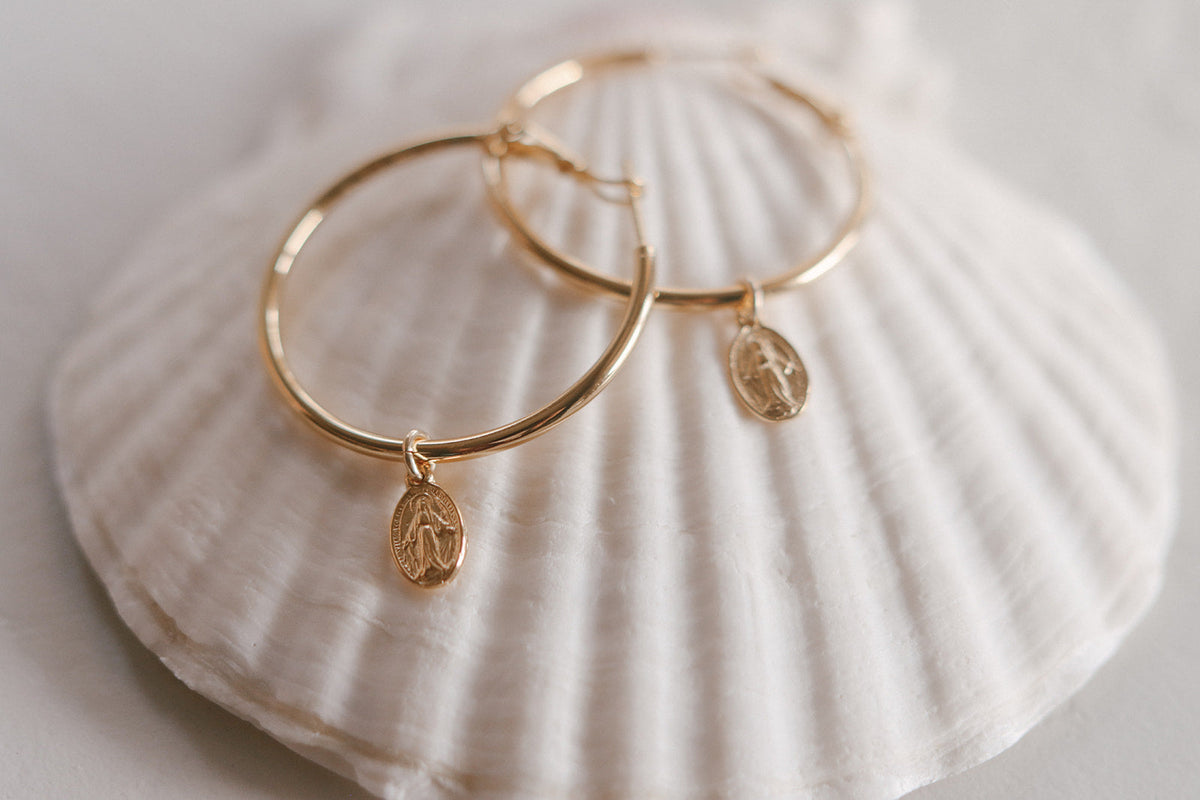 Miraculous Medal Hoop Earrings