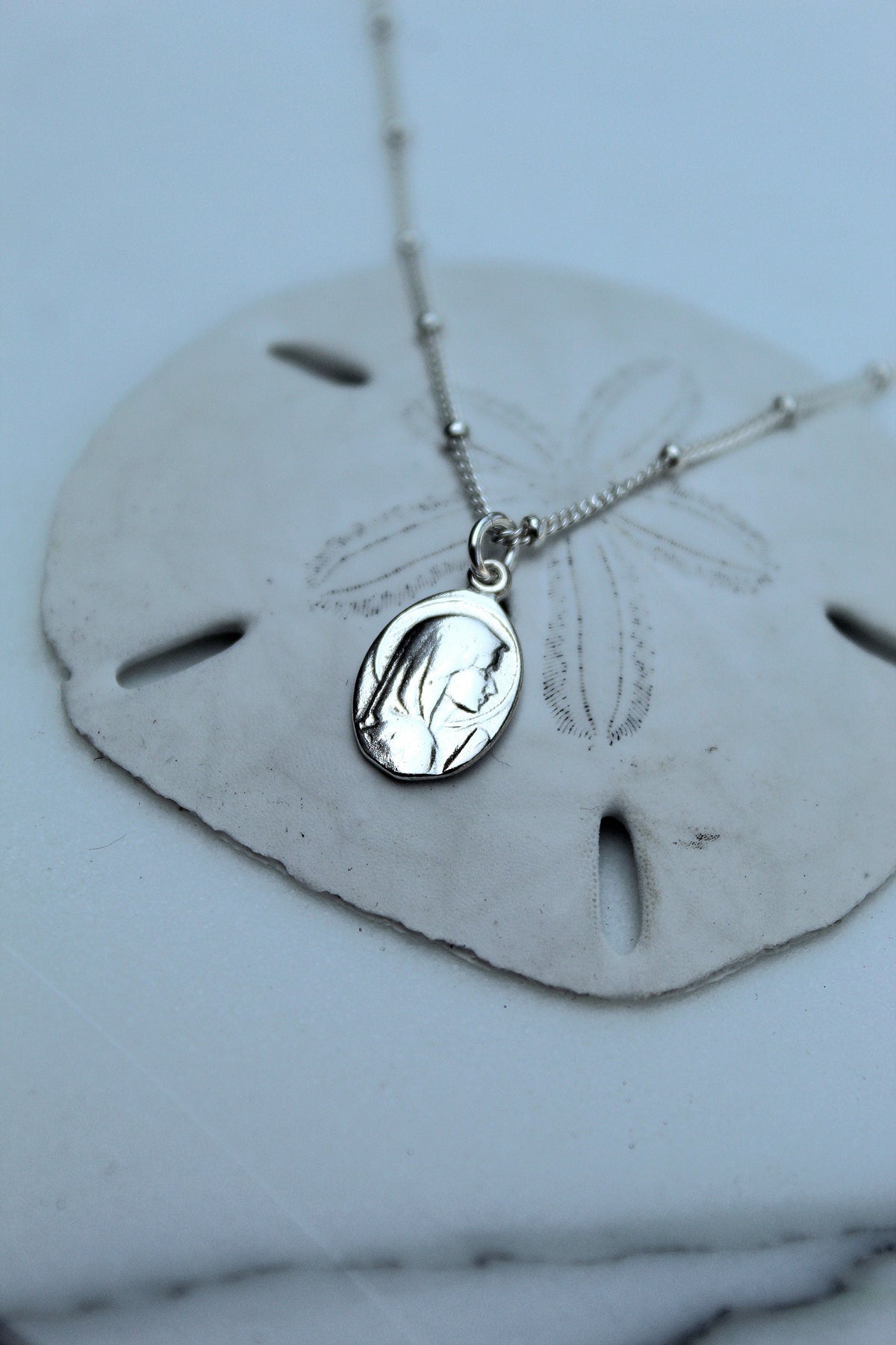 Mary Oval Sterling Silver Necklace