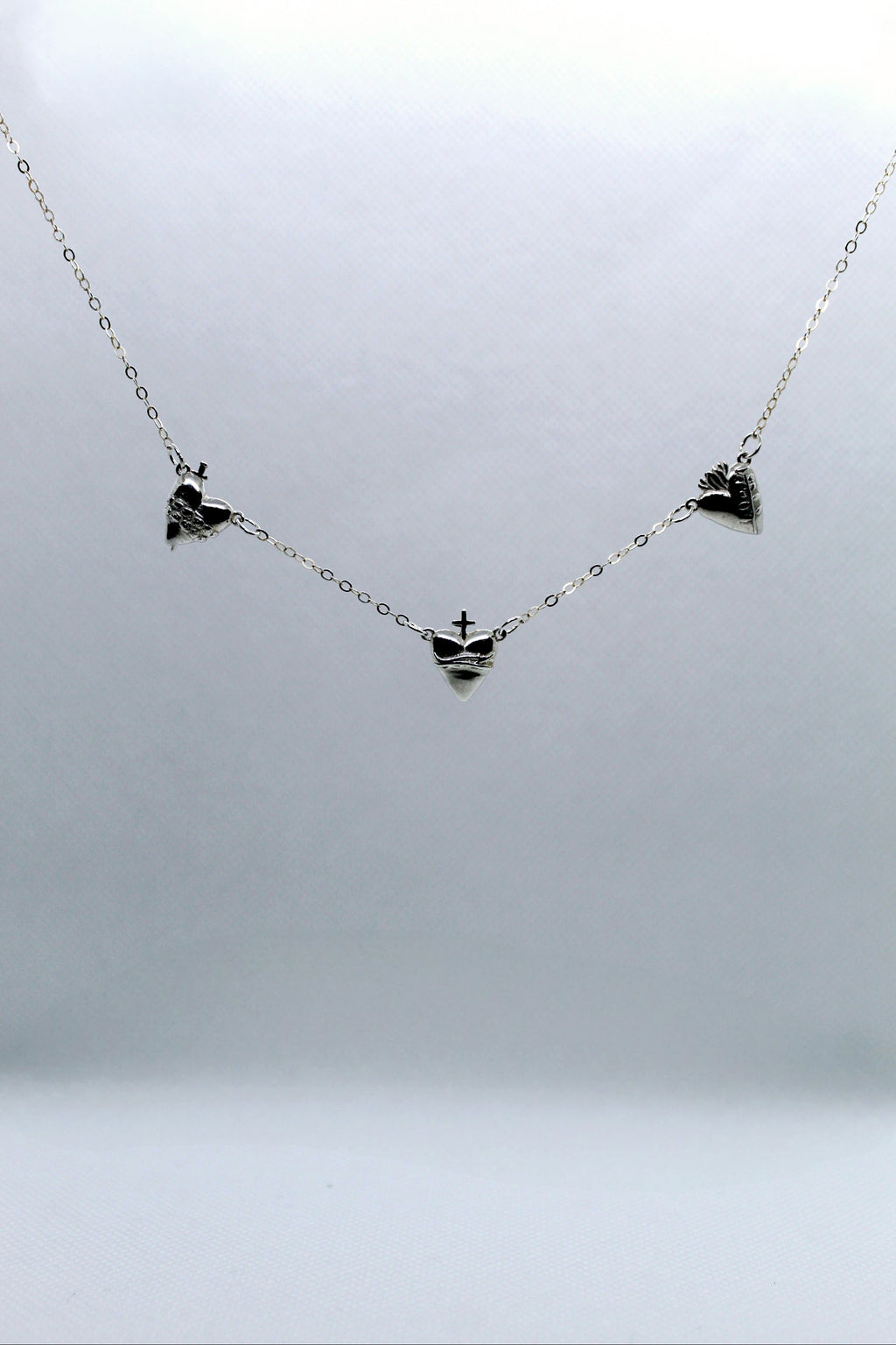 Three Hearts Silver Necklace