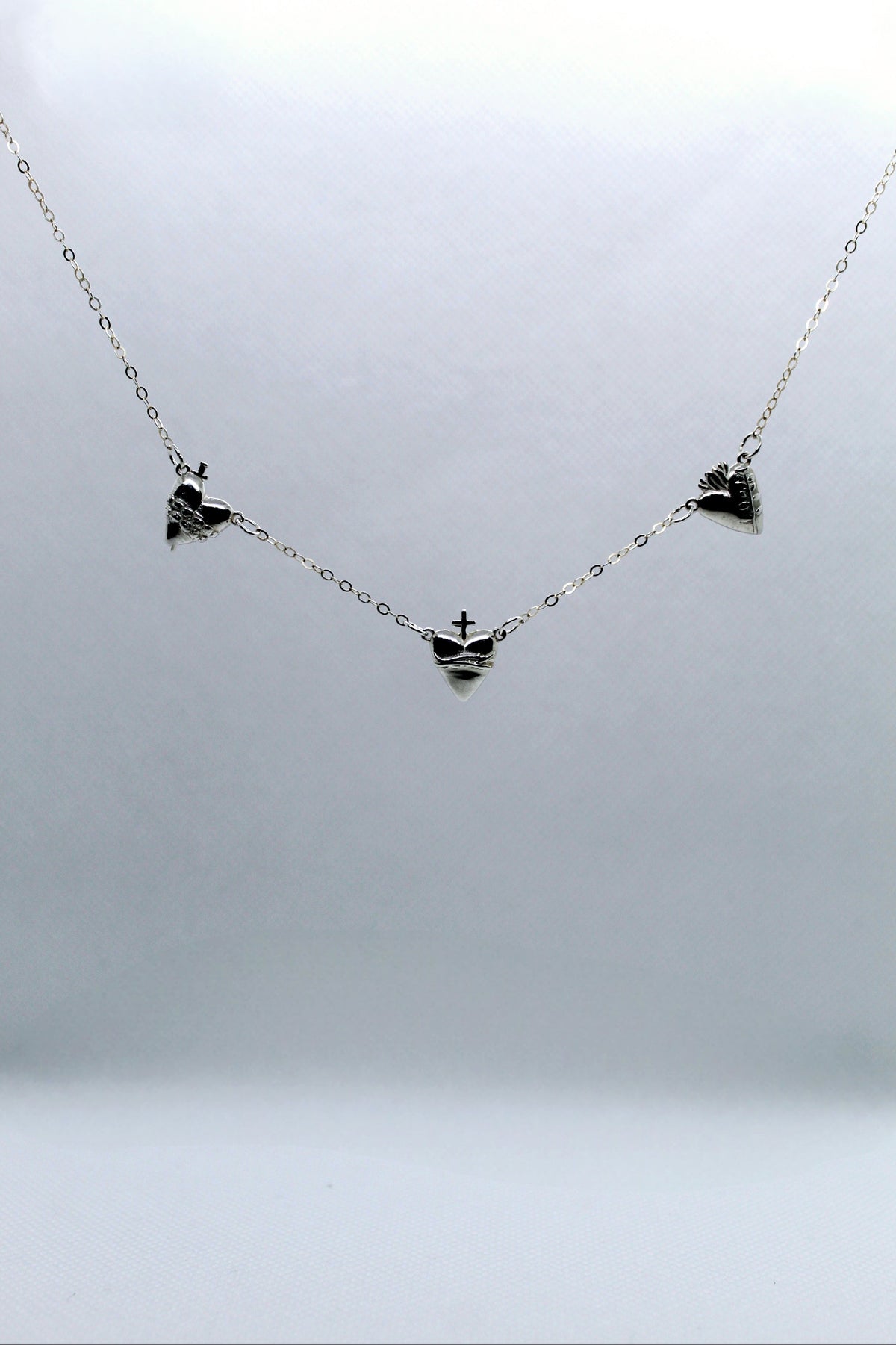 Three Hearts Silver Necklace