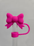 10MM MagentaSparkle Bow Strawtopper