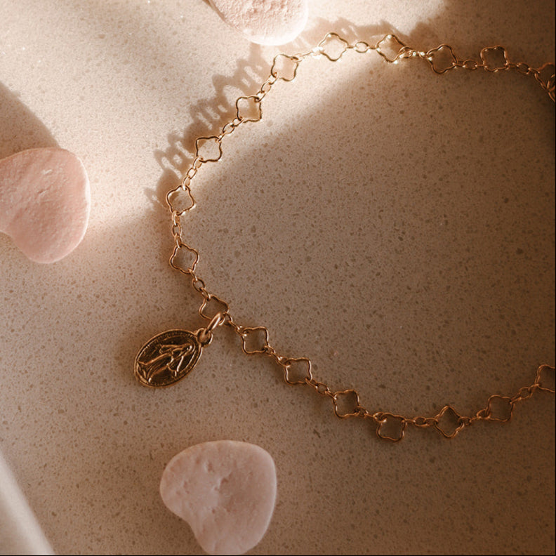 Miraculous Medal Floral Bracelet
