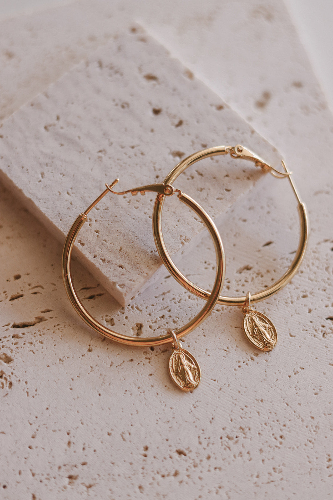 Miraculous Medal Hoop Earrings