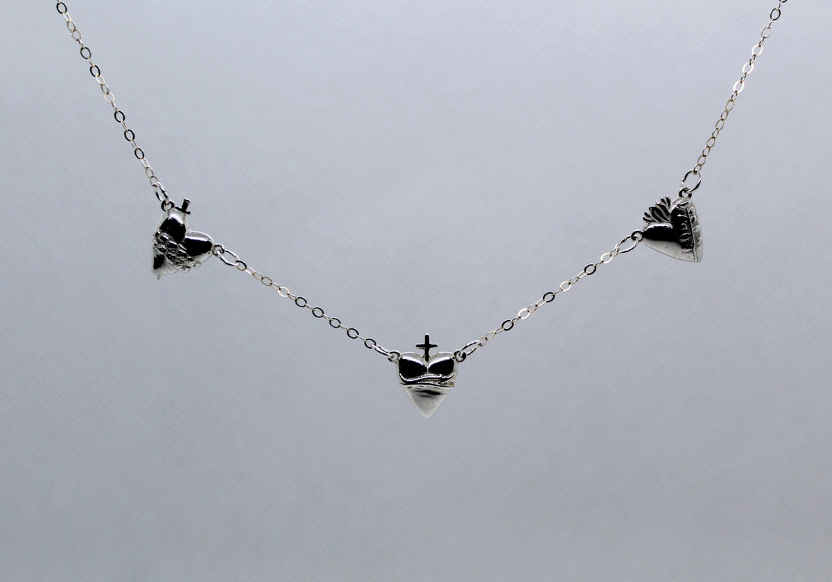 Three Hearts Silver Necklace
