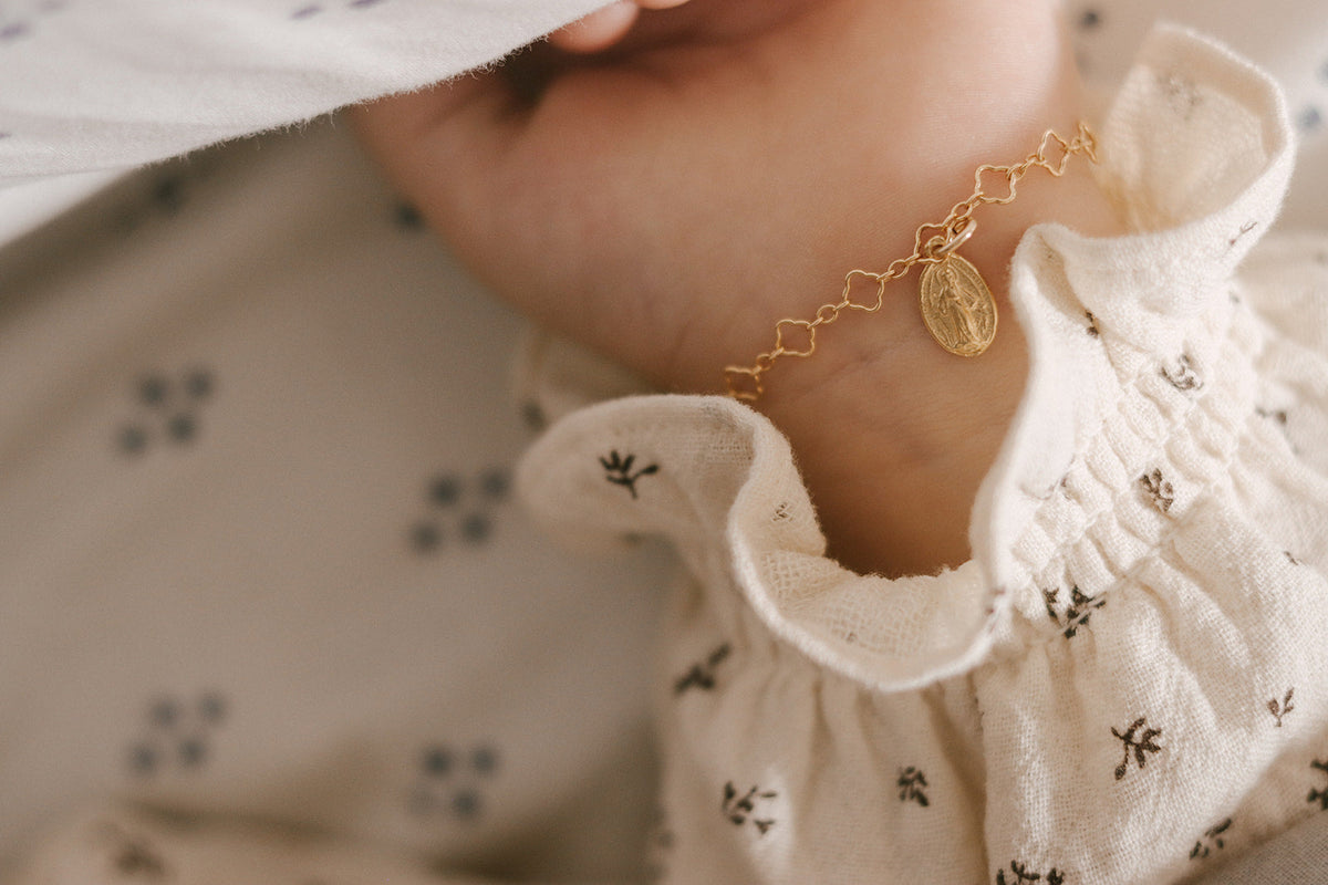 Little Miraculous Medal Floral Bracelet