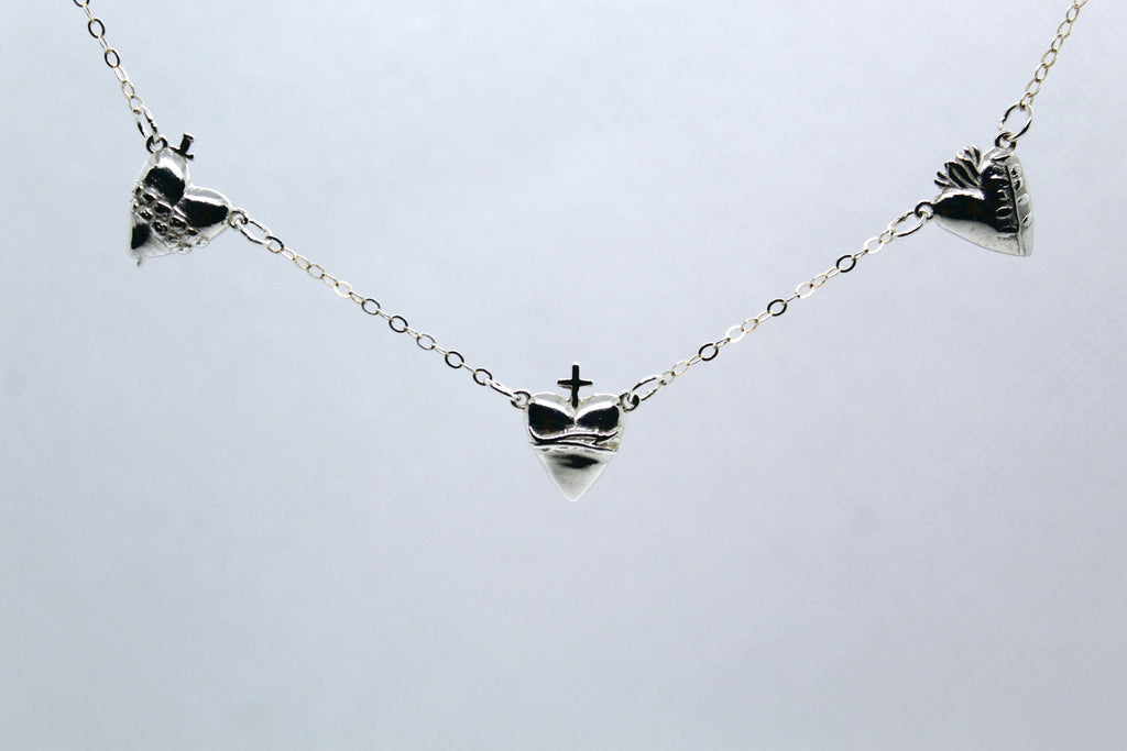 Three Hearts Silver Necklace