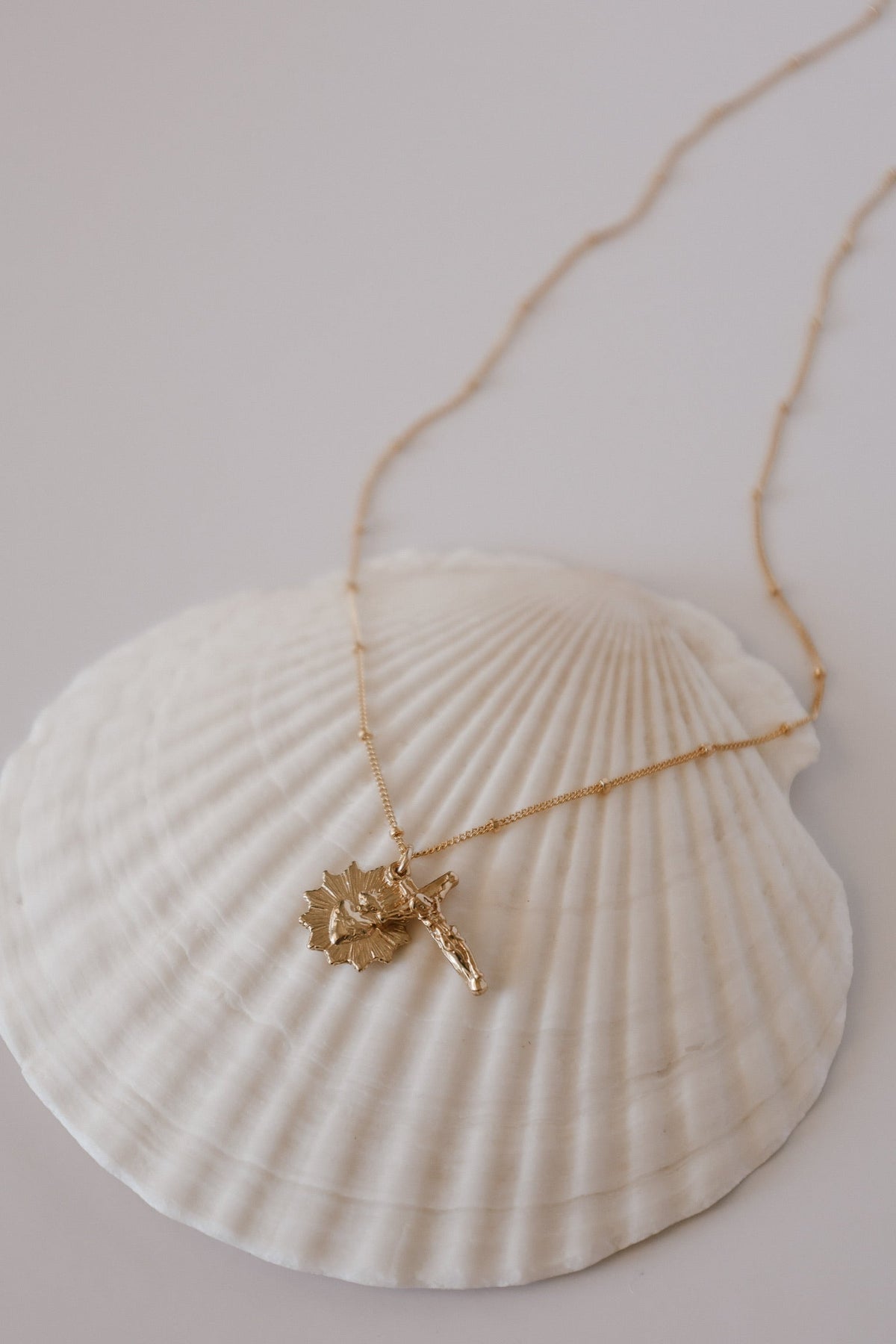 Sacred Heart and Crucifix in Gold Vermeil