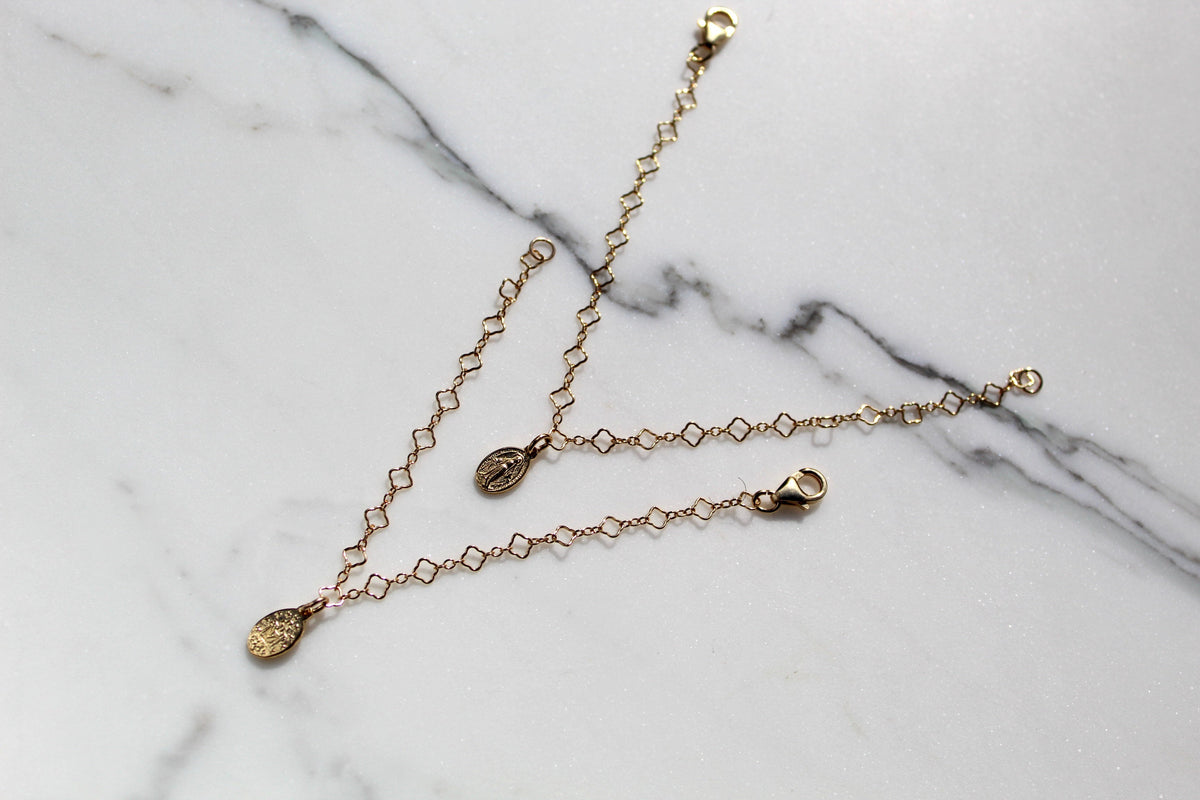 Miraculous Medal Floral Bracelet Set - Mommy and Me