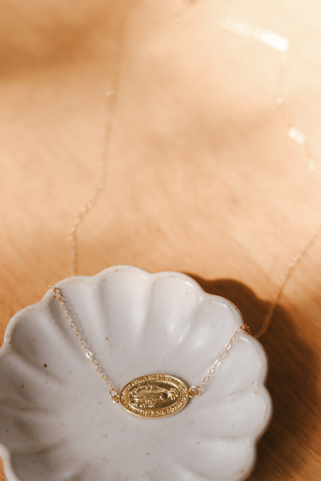 Sideways Miraculous Medal Necklace