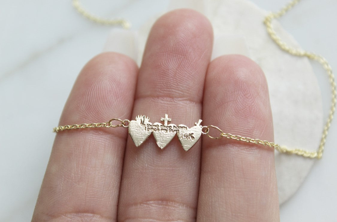 Holy Family Hearts® in 14K Gold Tiny Version