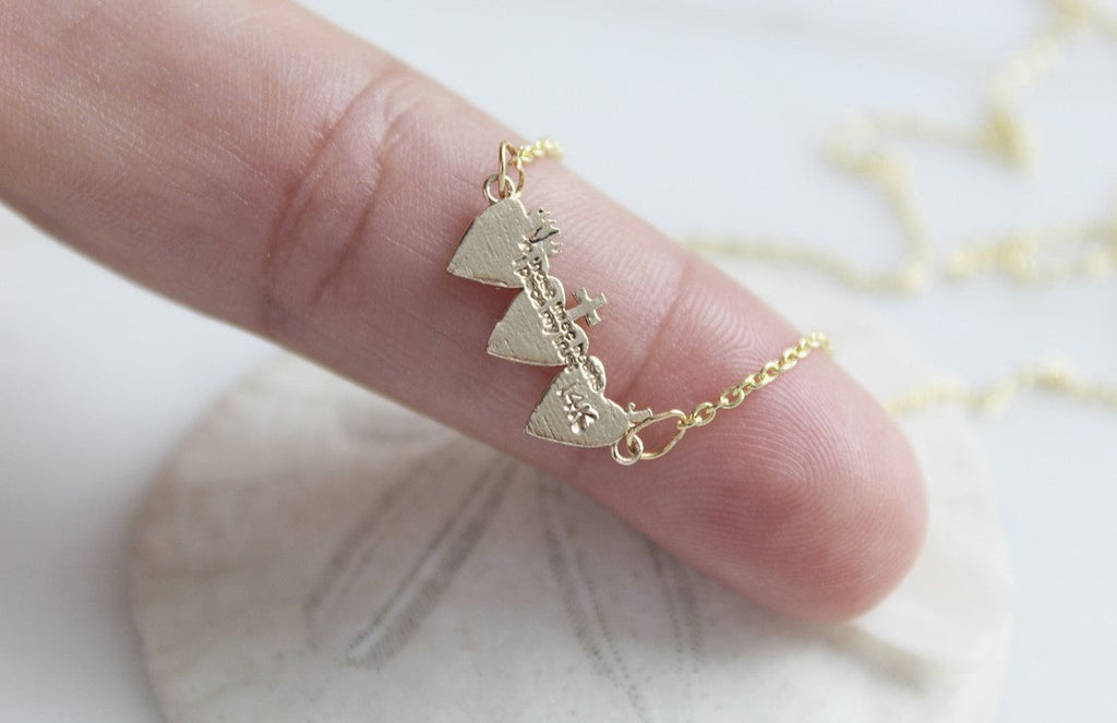 Holy Family Hearts® in 14K Gold Tiny Version