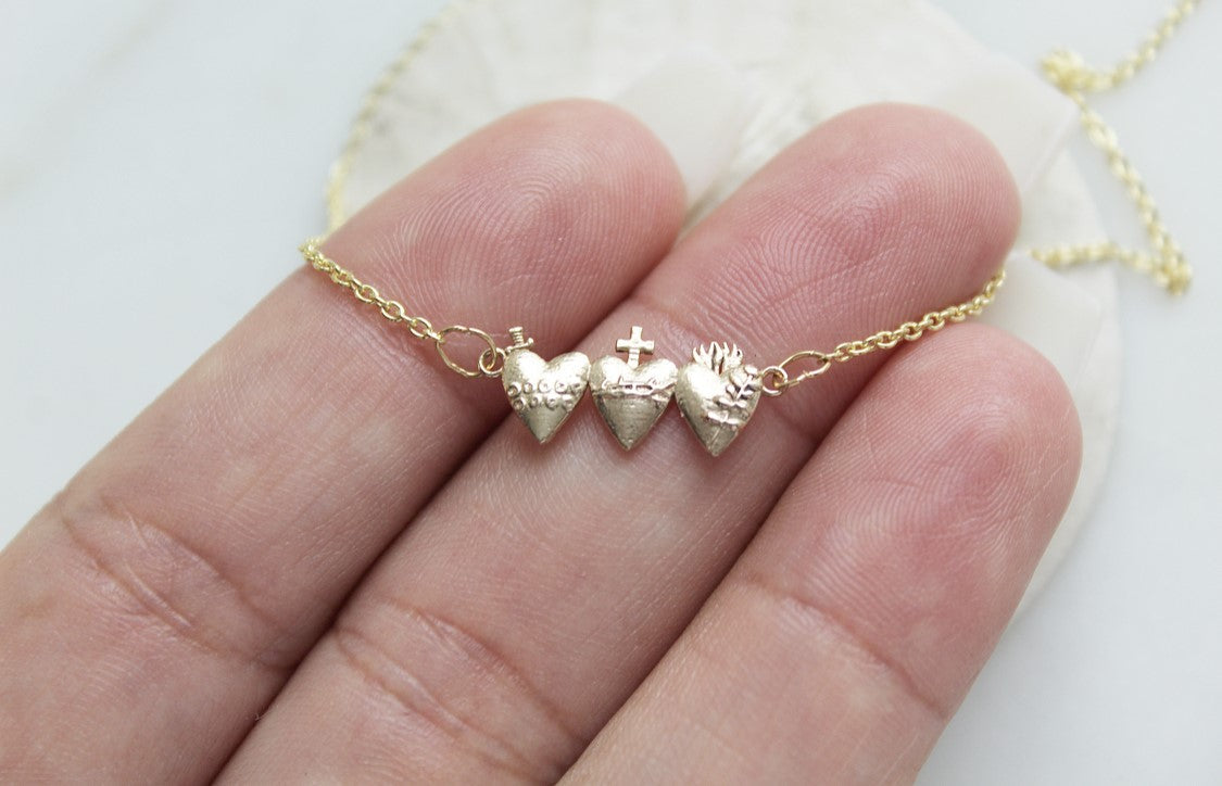 Holy Family Hearts® in 14K Gold Tiny Version