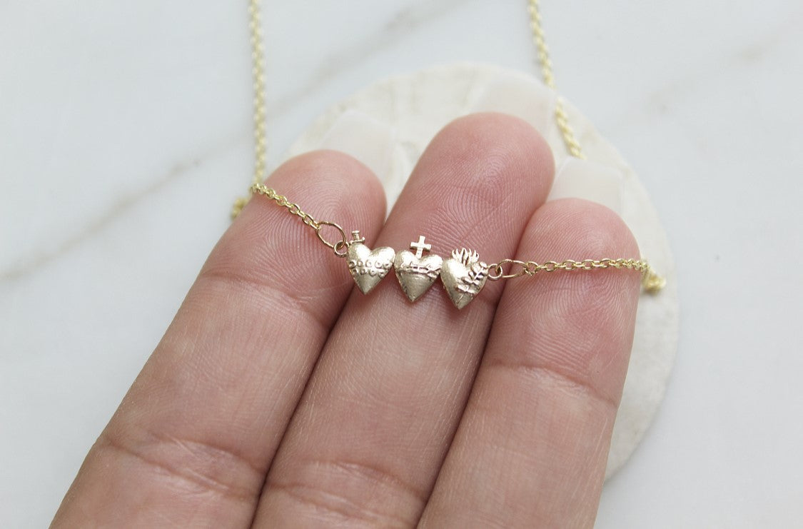 Holy Family Hearts® in 14K Gold Tiny Version